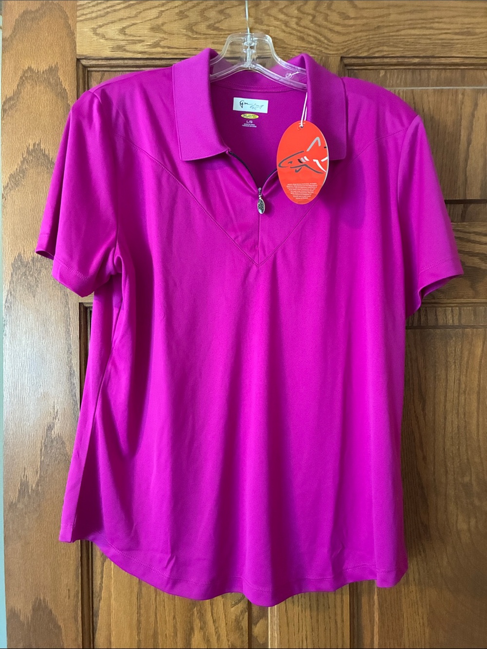 Greg Norman Collection Women's Magenta Polo Short-Sleeve Top